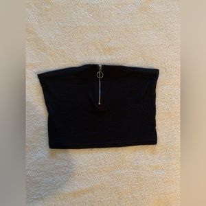 PacSun Black zip up strapless crop top